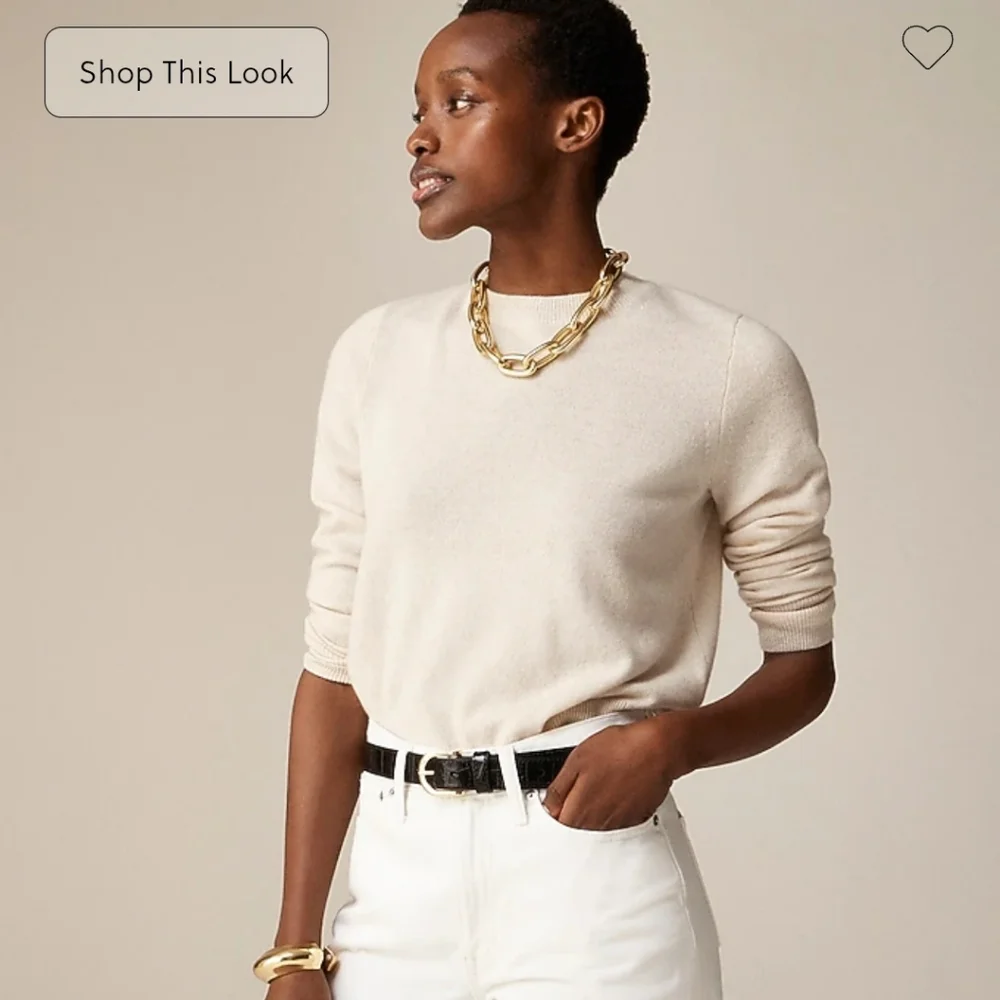 J Crew Cashmere classic-fit crewneck sweater BA400 Size XS  NWT In Natural *Flaw